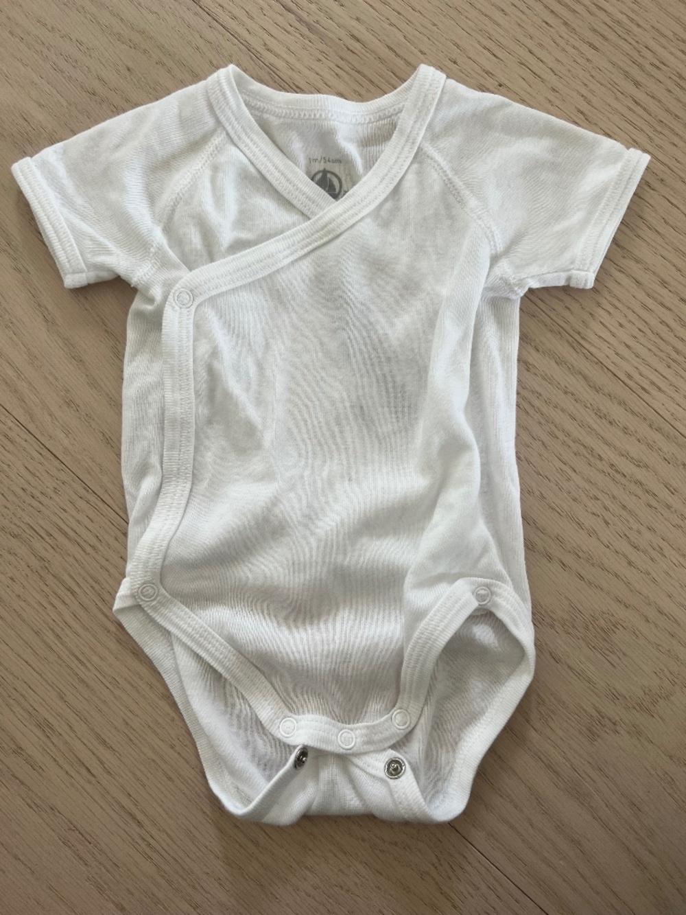 Petit Bateau White Wrap Bodysuit 1M / 54 cm